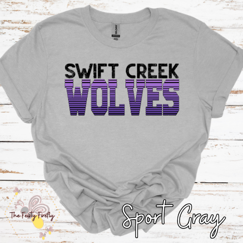 Swift Creek Middle School- Wolf Stripes in Purple- T-Shirt