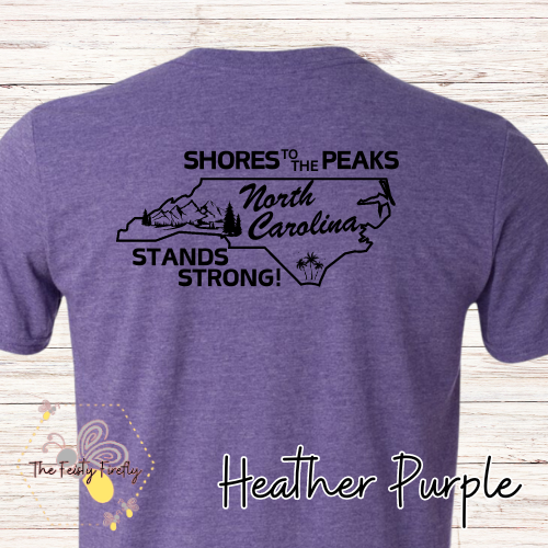"Shores to Peaks" On Back- Western NC Fundraiser T-Shirt (5 Colors)