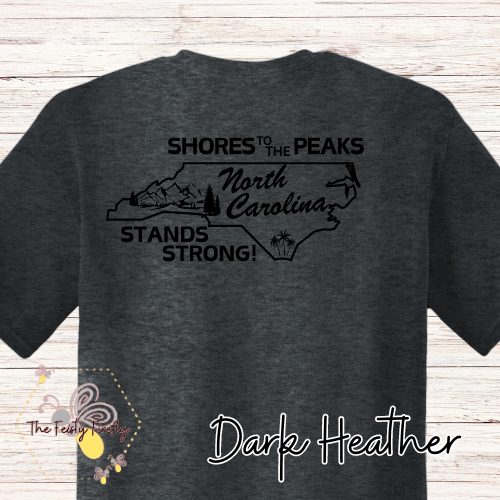 "Shores to Peaks" On Back- Western NC Fundraiser T-Shirt (5 Colors)