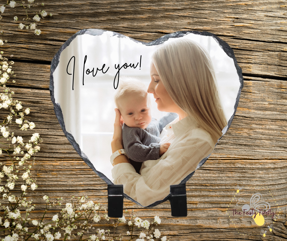 "I love you!" Rock Photo Slate- Heart