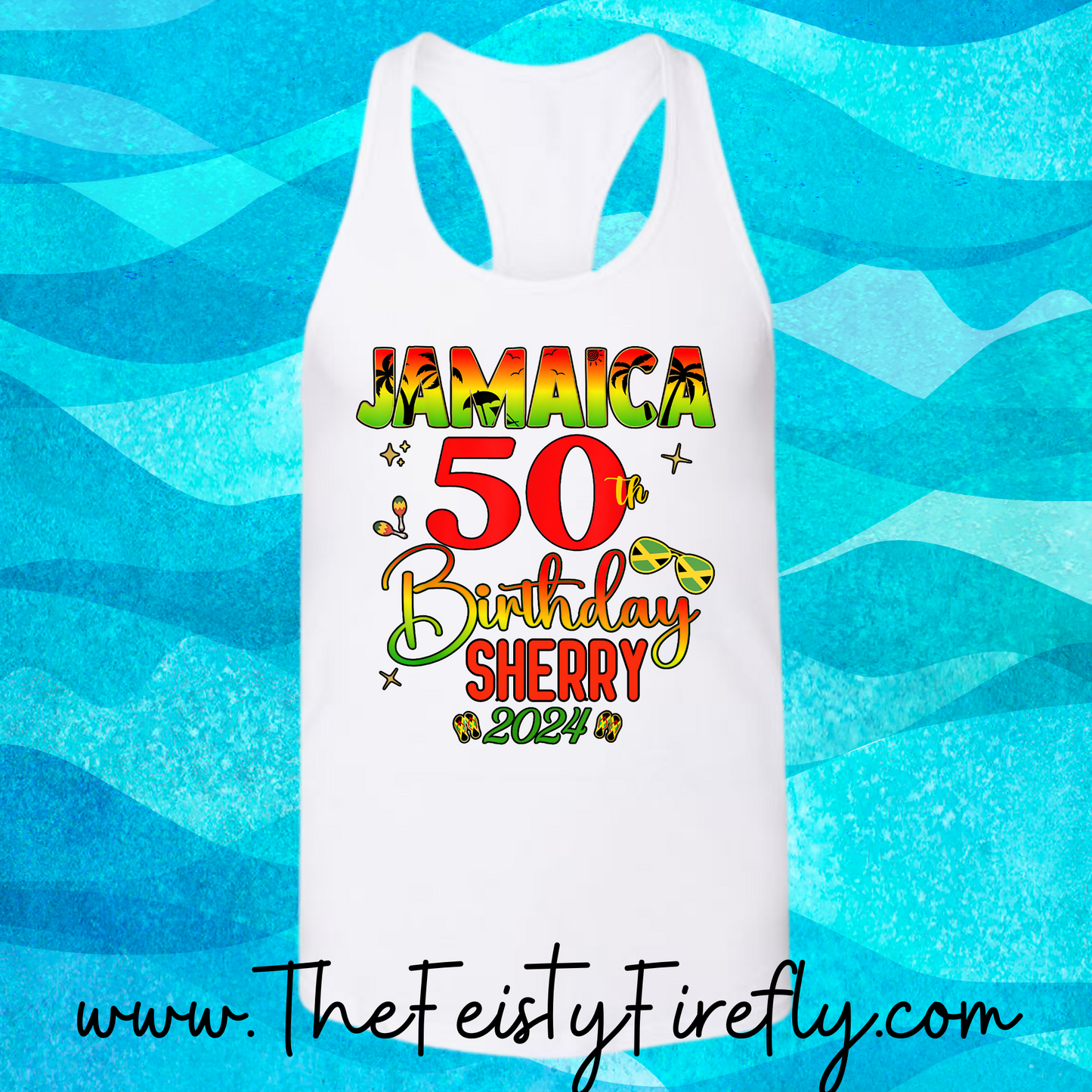 Custom 50th Jamaica Birthday Tank Tops