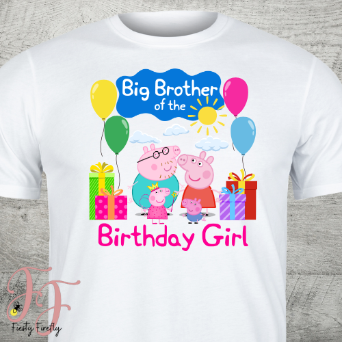 Peppa Pig "Birthday Girl" Family Member Themed Shirts