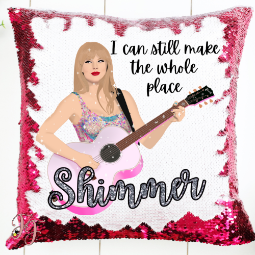 "I can still make the whole place shimmer"-Hot Pink Sequin Pillow
