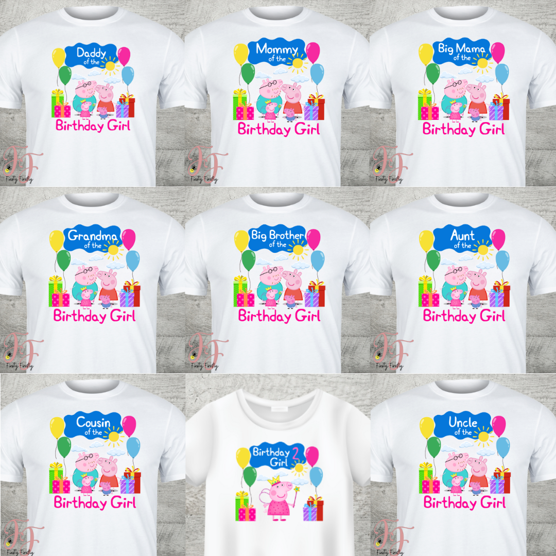 Peppa Pig "Birthday Girl" Family Member Themed Shirts