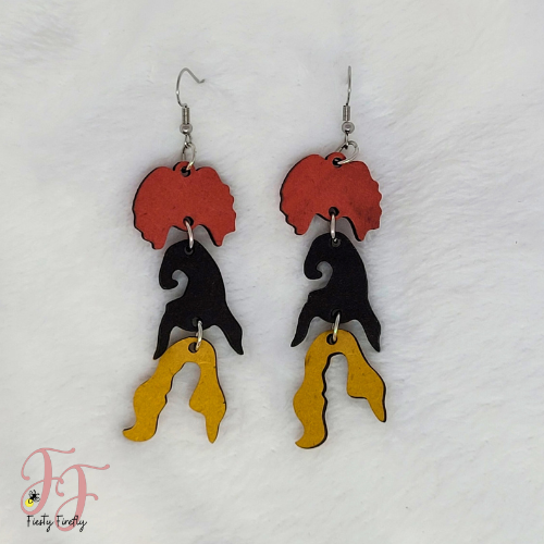 Hocus Pocus Inspired Wood Fishhook Earrings