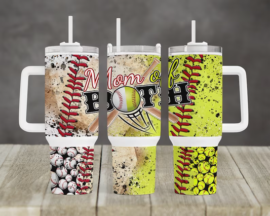 Baseball and Softball MOM- 40oz Tumbler w/Handle