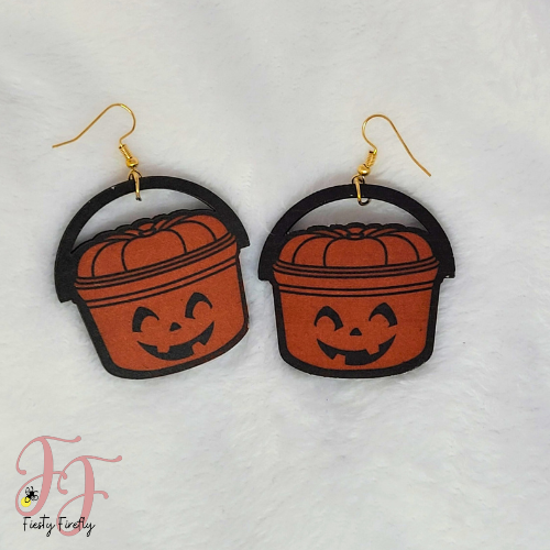 Pumpkin Pail- Fishhook Earrings