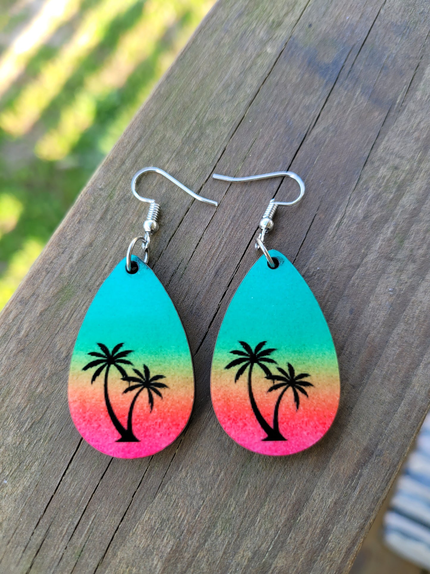 Palm Tree Tear Drop Earrings