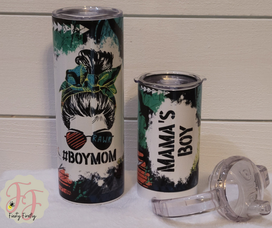 "#BOYMOM" and "MAMA'S BOY" Tumbler Set