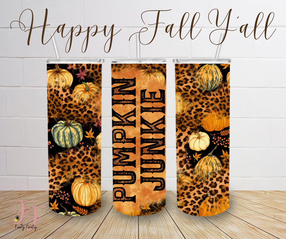 "Pumpkin Junkie"- 20oz or 30 oz Skinny Tumbler