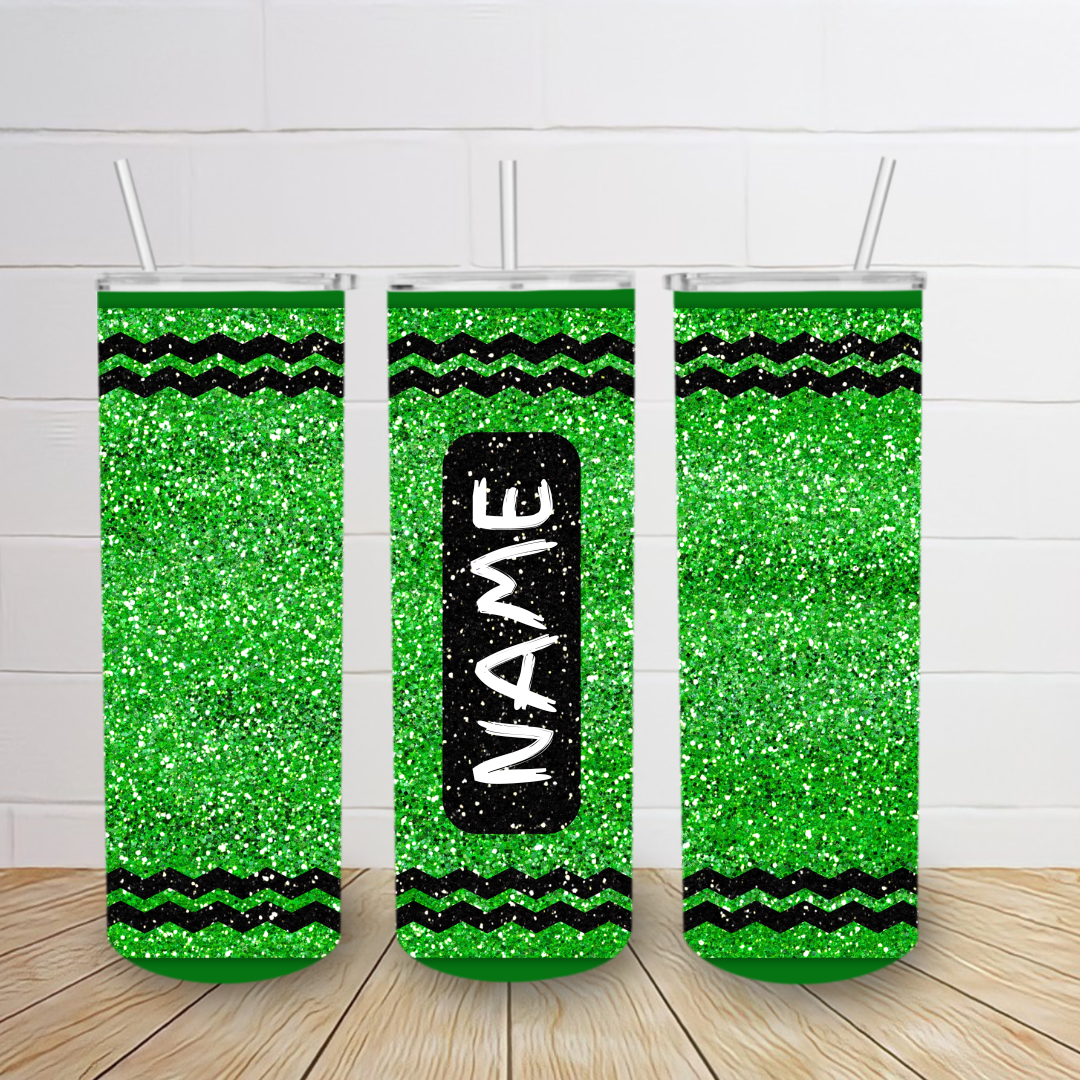 Glitter Crayon- Personalized 20oz Skinny Tumbler