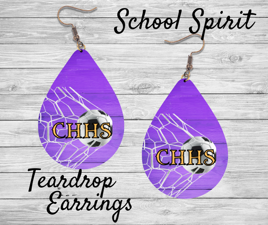 CHHS Soccer- School Spirit - Tear Drop Earrings