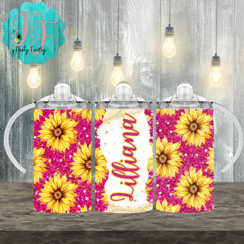 2-in-1 Personalized Sunflower - 12oz Sippy Cup/Tumbler