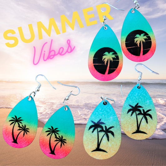 Palm Tree Tear Drop Earrings