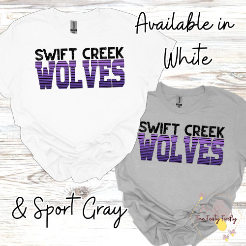 Swift Creek Middle School- Wolf Stripes in Purple- T-Shirt